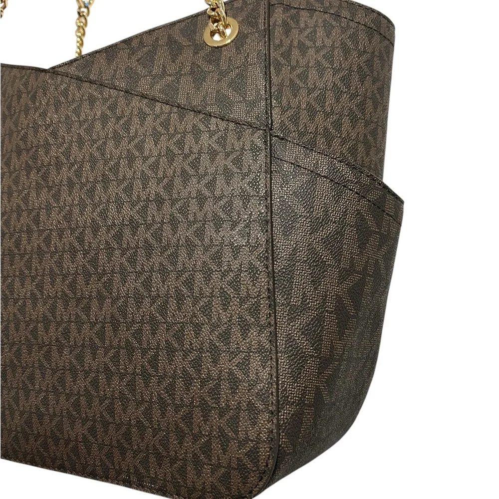 NWOT Michael Kors Brown Signature Jet Set Travel Shoulder Tote